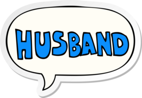 cartoon word husband with speech bubble sticker png