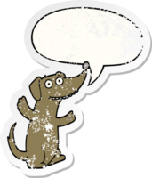 cartoon dog with speech bubble distressed distressed old sticker png