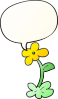 cartoon flower with speech bubble in smooth gradient style png