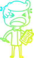 cold gradient line drawing of a cartoon shouting salesman png