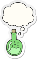 cartoon potion with thought bubble as a printed sticker png