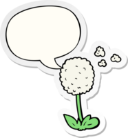 tekenfilm bloem met toespraak bubbel sticker png
