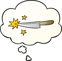 dibujos animados agudo cocina cuchillo con pensamiento burbuja en suave degradado estilo png