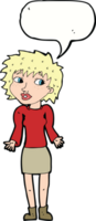 cartoon woman shrugging shoulders with speech bubble png