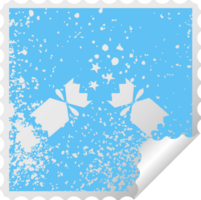 distressed square peeling sticker symbol of a christmas cracker png