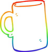 rainbow gradient line drawing of a cartoon mug png