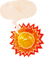 desenho animado Sol com discurso bolha dentro grunge angustiado retro texturizado estilo png