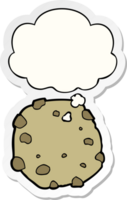 cartoon cookie with thought bubble as a printed sticker png