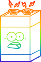 rainbow gradient line drawing of a cartoon shocked battery png