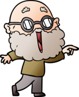 cartoon joyful man with beard pointing finger png