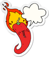 cartoon flaming hot chili pepper with speech bubble sticker png