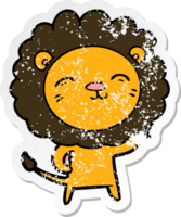 distressed sticker of a cartoon lion png