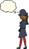 cartoon female spy with thought bubble png