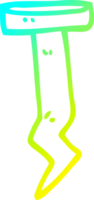 cold gradient line drawing of a cartoon old nail png
