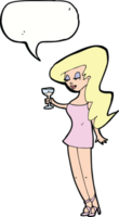 cartoon woman at party with speech bubble png