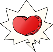 cartoon love heart with speech bubble in smooth gradient style png