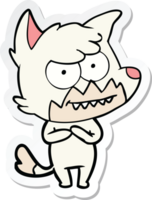 sticker of a cartoon grinning fox png