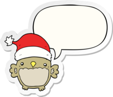 carino Natale gufo con discorso bolla etichetta png