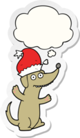 cute christmas cartoon dog with thought bubble as a printed sticker png