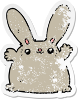 distressed sticker of a cartoon rabbit png
