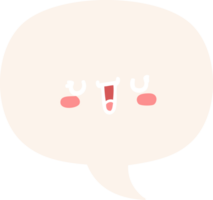 happy cartoon face with speech bubble in retro style png