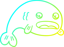 cold gradient line drawing of a cartoon fish png