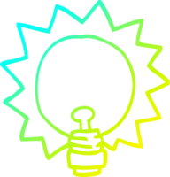 cold gradient line drawing of a cartoon light bulb png