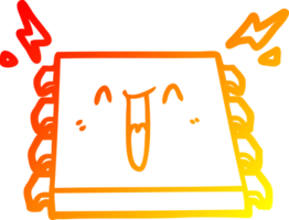 warm gradient line drawing of a happy computer chip cartoon png