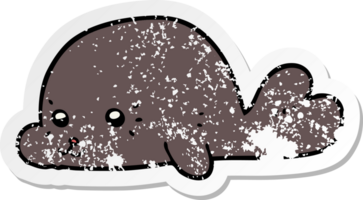 distressed sticker of a cartoon baby seal png