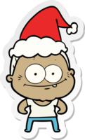 hand drawn sticker cartoon of a happy old woman wearing santa hat png