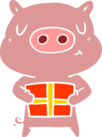 flat color style cartoon christmas pig png