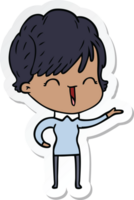 sticker of a cartoon laughing woman png