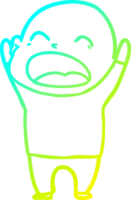 cold gradient line drawing of a cartoon shouting bald man png