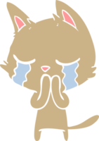 crying flat color style cartoon cat png