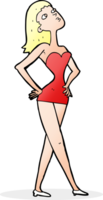 cartoon woman in party dress png