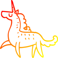 calentar degradado línea dibujo de un dibujos animados mágico unicornio png