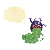 cartoon gross monster being sick with thought bubble png