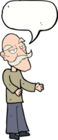 Cartoon alter Mann mit Schnurrbart mit Sprechblase png