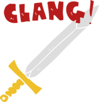 espada retinindo de desenho animado estilo de cor plana png