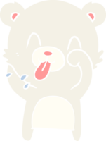 rude flat color style cartoon polar bear sticking out tongue png