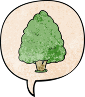 cartoon tall tree with speech bubble in retro texture style png