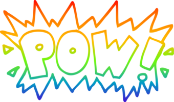 rainbow gradient line drawing of a cartoon word pow png