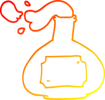 warm helling lijn tekening van een tekenfilm toverdrank fles png