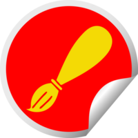 circular peeling sticker cartoon of a paint brush png