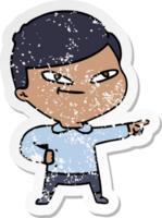 distressed sticker of a cartoon pointing man png