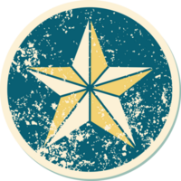 iconic distressed sticker tattoo style image of a star png