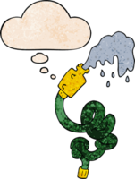 dibujos animados Tubo de manguera con pensamiento burbuja en grunge textura estilo png