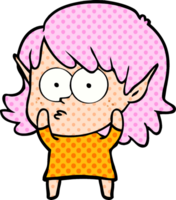 Cartoon-Elf-Mädchen starrt png