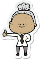 sticker of a cartoon happy old woman png