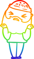 arco iris degradado línea dibujo de un dibujos animados hombre con barba png